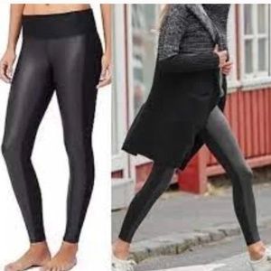 Athleta High Rise Gleam Faux Leather Front‎ Tights Sz S